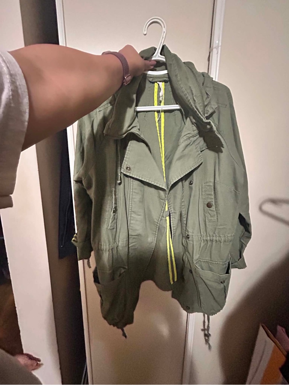 Olive Green Military-Style Utility Jacket